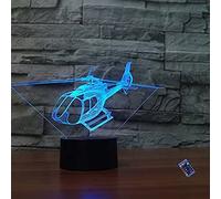 YTDZLTD Illusione Ottica 3D Elicottero Luce Notturna 16 Colori Mutevoli Telecomando USB Potere Toccare Cambiare Arredamento Lampada LED Lampada da Tavolo Bambini Brithday Natale Regalo