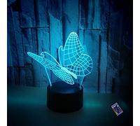 YTDZLTD Illusione Ottica 3D Farfalla Luce Notturna 16Colori Mutevoli Telecomando USB Potere Toccare Cambiare Arredamento Lampada LED Lampada da Tavolo Bambini Brithday Natale Regalo