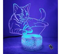 YTDZLTD Illusione Ottica 3D Gatto Luce Notturna 16 Colori Mutevoli Telecomando USB Potere Toccare Cambiare Arredamento Lampada LED Lampada da Tavolo Bambini Compleanno Natale Regalo