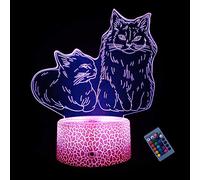 YTDZLTD Illusione Ottica 3D Gatto Luce Notturna 16 Colori Mutevoli Telecomando USB Potere Toccare Cambiare Arredamento Lampada LED Lampada da Tavolo Bambini Brithday Natale Regalo