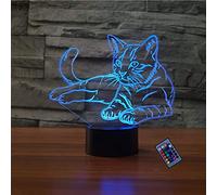 YTDZLTD Illusione Ottica 3D Gatto Luce Notturna 16 Colori Mutevoli Telecomando USB Potere Toccare Cambiare Arredamento Lampada LED Lampada da Tavolo Bambini Brithday Natale Regalo