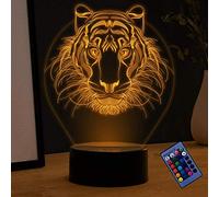 YTDZLTD Illusione Ottica 3D Lampada Leone Luce Notturna 16 Colori Mutevoli Telecomando USB Potere Toccare Cambiare LED Lampada da Tavolo Bambini Compleanno Natale Regalo
