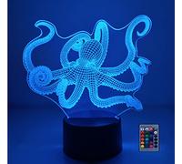 YTDZLTD Illusione ottica 3D Octopus Luce notturna 16 colori che cambiano USB alimentato telecomando interruttore touch Decor lampada LED tavolo scrivania lampada bambini Natale Brithday regalo
