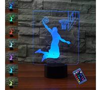 YTDZLTD Illusione Ottica 3D Pallacanestro Luce Notturna 16 Colori Mutevoli Telecomando USB Potere Toccare Cambiare Arredamento Lampada LED Lampada da Tavolo Bambini Brithday Natale Regalo