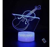 YTDZLTD Illusione Ottica 3D Violino Lampada Luce Notturna 16 Colori Mutevoli Telecomando USB Potere Toccare Cambiare LED Lampada da Tavolo Bambini Compleanno Natale Regalo