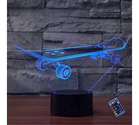 YTDZLTD Lampada LED 3D Skateboard Luce Notturna 16 Colori Mutevoli Telecomando USB Potere Toccare Cambiare Illusione Ottica Arredamento Lampada da Tavolo Bambini Brithday Natale Regalo