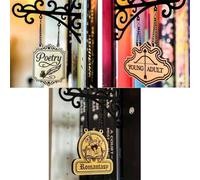 YTDZR Cartelli for taverne, Cartelli for librerie, Decorazioni in Stile taverna, Targhe for la Lettura, Inserti for librerie, Divisori for Libri, Divisori for Libri for scaffali(3PCS A)