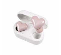 YTFSKFUI Auricolari a forma di cuore, auricolari wireless Bluetooth, auricolari stereo Bluetooth 3D, 32 ore di riproduzione con cancellazione del rumore, con 4 tappi per le orecchie, adatti per