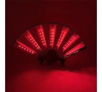 YTFSKFUI Ventaglio pieghevole a LED da 20,3 cm, in bambù e tessuto di nylon, per festival, arcobaleno, luci da discoteca per feste, danza, festival, bar, feste in maschera, colore rosso