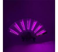 YTFSKFUI Ventaglio pieghevole a LED da 20,3 cm, in bambù e tessuto di nylon, per festival, arcobaleno, luci da discoteca per feste, danza, festival, bar, feste in maschera, viola