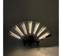 YTFSKFUI Ventaglio pieghevole a LED da 20,3 cm, in bambù e tessuto di nylon, per festival, arcobaleno, luci da discoteca, per feste, balli, festival, bar, feste in maschera, bianco caldo