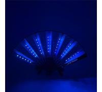 YTFSKFUI Ventaglio pieghevole a LED da 20,3 cm, in bambù e tessuto di nylon, per festival, arcobaleno, luci da discoteca per feste, danza, festival, bar, mascherate, blu
