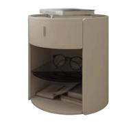 YTGHBIML Comodino moderno rotondo con 1 cassetto e ripiano aperto, comodino con pannello a base di legno, comodino per camera da letto, splendido