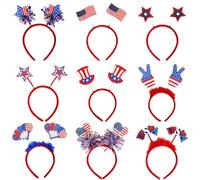 YTGOCN Banca del 4 luglio, fascia patriottica, Cappelli da festa della bandiera patriottica, 9x Memorial Day Independence Day Accessori favori per sfilate del 4 luglio, barbecue, eventi