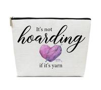 Ythuil Borsa per il trucco all'uncinetto, regalo per gli amanti dell'uncinetto, uncinetto maglieria, regali per le donne, non è accaparrare se si tratta di un sacchetto cosmetico per il trucco