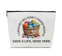 Ythuil Divertente borsa per il trucco, regalo all'uncinetto per gli amanti dell'uncinetto, maglieria, regali per donne, uncinetto in modo da non soffocare le persone, borsa cosmetica per il trucco,