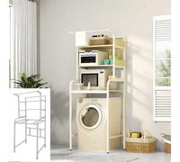 YTLEMON Mensola per lavatrice a 3 livelli, mobile superiore lavatrice con ripiano, sovrapposizione lave biancheria, capacità di carico di 350 kg, 70 x 60 x 190 cm (bianco, 3 livelli)