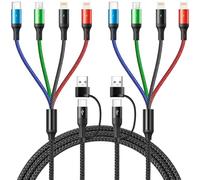 YTLUSN Multi Cavo di Ricarica [2Pack,1.8M] 6 in 1 Multiplo Cavetto Nylon Intrecciato Cavo USB Multiplo per IP/Micro USB/Tipo C Compatibile con iphone 16/15/14/13/Android/Tablets/Samsung Galaxy/Carplay