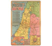 YTOMEAT 1945 Sundberg Map of Palestine Israel Holy Land Mappe antiche in metallo poster murale decorazione vintage arte segno 20,3 x 30,5 cm