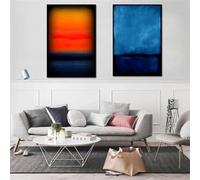 ytonghao Mark Rothko Blu e Nero Replica Artistica Foto di Alto Livello Minimalismo Stampe su Tela Poster Pittura Camera Decorazione della Casa 70x110 cm-2 Pezzi Senza Cornice