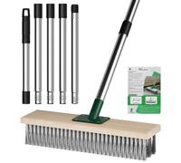 ytorgr Scopa in filo metallico resistente con manico telescopico da 144,8 cm, spazzola da giardino con setole rigide in metallo per patio, terrazza, giardino