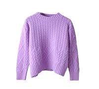YTR6RTW Maglione corto a punto grosso maglione maglione da donna spesso allentato maglione per le donne, Viola, Taglia unica