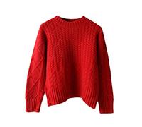 YTR6RTW Maglione corto a punto grosso maglione maglione da donna spesso allentato maglione per le donne, Rosso, Taglia unica