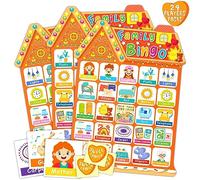 YTSQLER Gioco di bingo per famiglie, 24 giocatori, giochi di bingo casalinghi per giochi di riunione di famiglia, carte da bingo per bambini, attività per la famiglia, forniture per giochi di bingo