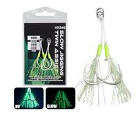 YTtkku 2 pezzi Doppio Gancio di Assistenza Pesca Piccole Jigs Jigging Rigs Circles Slow Quick Fall Jigs Ganci Luminosamente Doppio Accessori