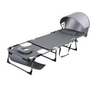 YTtkku Chaise longue pieghevole ergonomica con foro d'aria e cinghie per il trasporto per sedia da campeggio da viaggio con cuscino
