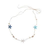 YTtkku Collana a catena per il corpo con due conchiglie e stelle marine, con cordoncino elastico, per le giornate calde, festival, moda giovanile, gioielli alla moda con conchiglia e