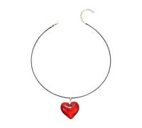 YTtkku Romantics - Collana con ciondolo a forma di cuore rosso, con cordoncino in morbida pelle nera, regolabile, per donne e ragazze, gioiello alla moda per donne e ragazze, One Size, come descritto