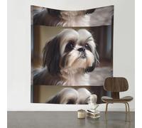 YTUOPWE Arazzo decorativo 152,4 x 129,5 cm, immagine di cane Shih Tzu, morbido, resistente, delicato sulla pelle, leggero, da appendere alla parete per interni ed esterni