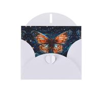 YTUOPWE Bianco Vacanza saluto check biglietto vuoto e perla bella nota vuota blocco farfalla nel cielo stellato Immagine