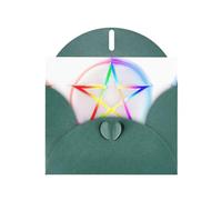 YTUOPWE Cartolina vuota verde scuro con motivo a quadretti, con perla, bellissimo blocco note a cinque punte, anello a stella