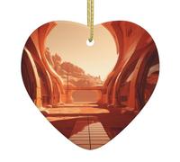 YTUOPWE Ciondolo a forma di dune con immagine natalizia in ceramica con corda metallica dorata per appendere facilmente la decorazione