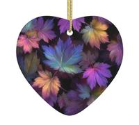 YTUOPWE Ciondolo a forma di foglia d'acero, in ceramica, con ciondolo a forma di foglia d'acero, con corda metallica dorata per appenderlo