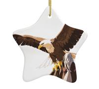 YTUOPWE Decorazione natalizia a forma di aquila con ali spiegate, in ceramica, a forma di stella, facile da appendere