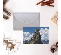 YTUOPWE Grigio Vacanza saluto assegno carta vuota e perla bella nota vuota blocco Il castello sulla cima della collina Immagine