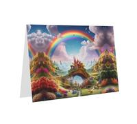 YTUOPWE Grigio Vacanza saluto check biglietto vuoto e perla bel blocco note vuoto Little World Under the Rainbow Picture