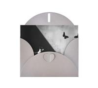 YTUOPWE Grigio Vacanza saluto check biglietto vuoto e perla bella nota vuota blocco cucciolo e farfalla ombra Immagine