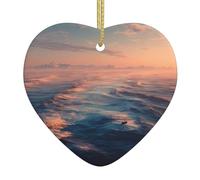 YTUOPWE Il mare infinito. Immagine di Natale in ceramica ciondolo amore con corda metallica oro per appendere facilmente decorazione