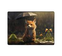 YTUOPWE Little fox hiding from the rain - Tappeto con immagine per soggiorno, ufficio, tavolino da caffè, letto, balcone, morbido, soffice, assorbente, resistente