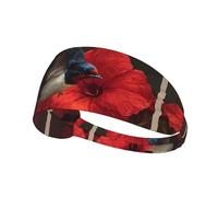 YTUOPWE Little Swallow in Red Flower Picture Elastic Esercizio Fascia Sport Head Tie per uomini e donne, morbido, ad asciugatura rapida