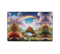 YTUOPWE Little World Under the Rainbow Picture - Tappeto in tessuto di flanella, 152 x 99 cm, per soggiorno, ufficio, tavolino da caffè, letto, balcone