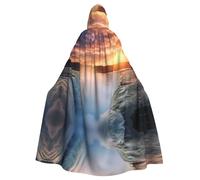 YTUOPWE Mantello con cappuccio per adulti di Halloween Magnifiche cascate Immagine comoda e morbida con tesa larga adatta per feste di ballo e raduni