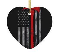 YTUOPWE Pendente natalizio in ceramica con ascia da pompiere con bandiera rossa con corda metallica dorata per appendere facilmente la decorazione