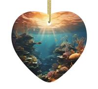 YTUOPWE Piccolo pesce paradiso immagine Natale ceramica amore ciondolo con filo dorato per appendere facilmente decorazione