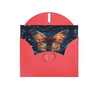 YTUOPWE Red Holiday saluto check biglietto vuoto e perla bella nota vuota blocco farfalla nel cielo stellato Immagine