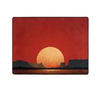 YTUOPWE Tappeto antiscivolo 160 x 122 cm Il sole rosso nel deserto Immagine buon assorbimento d'acqua adatto per cucina, bagno e soggiorno